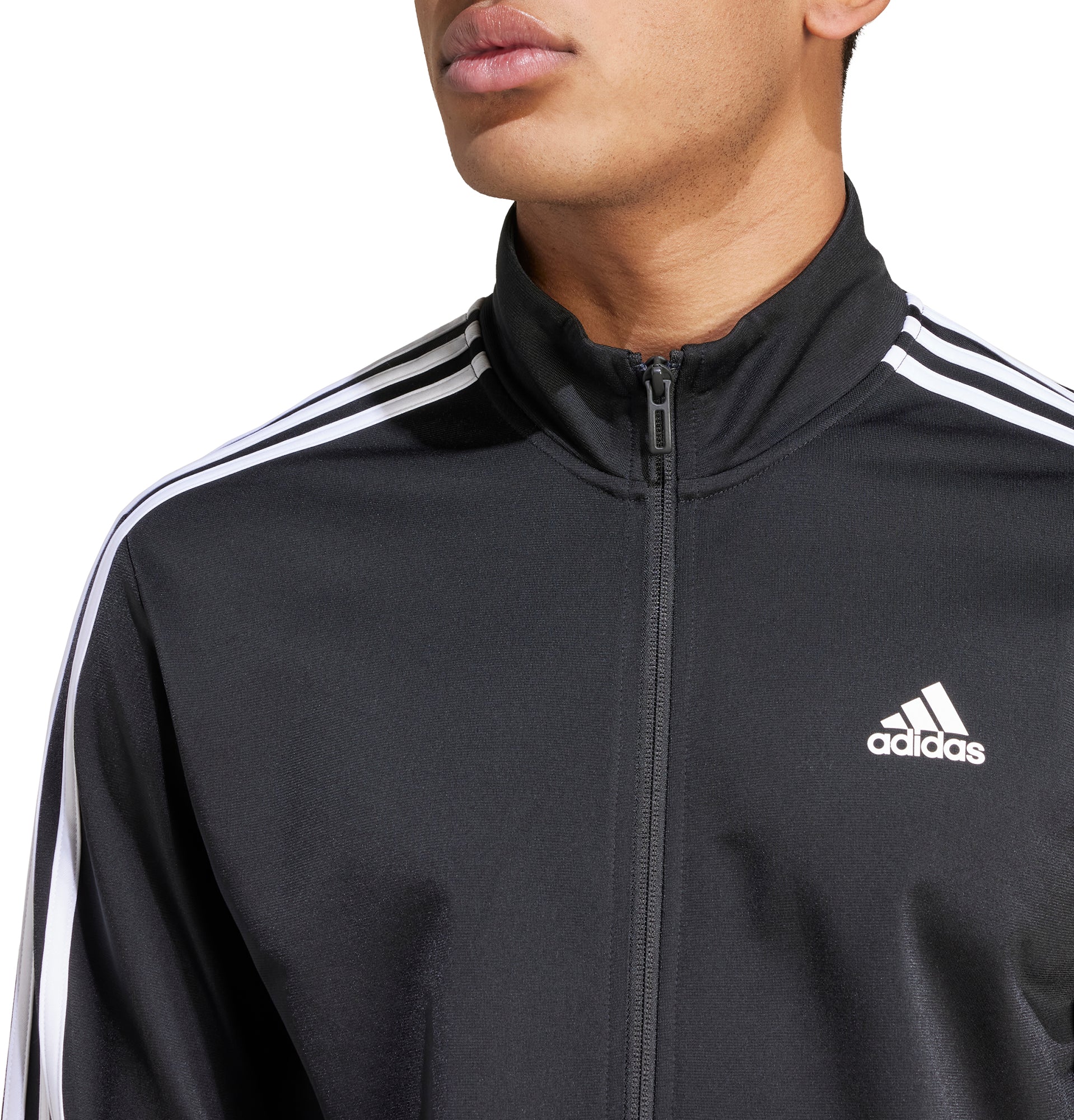 adidas Essentials Warm Up 3 Stripes Mens Track Jacket Black Start Fitness