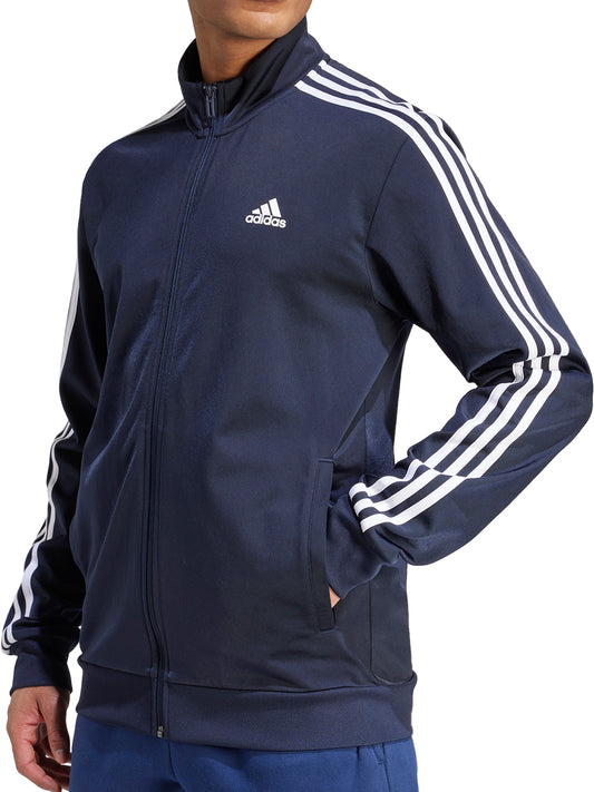 adidas Essentials Warm Up 3 Stripes Mens Track Jacket - Navy