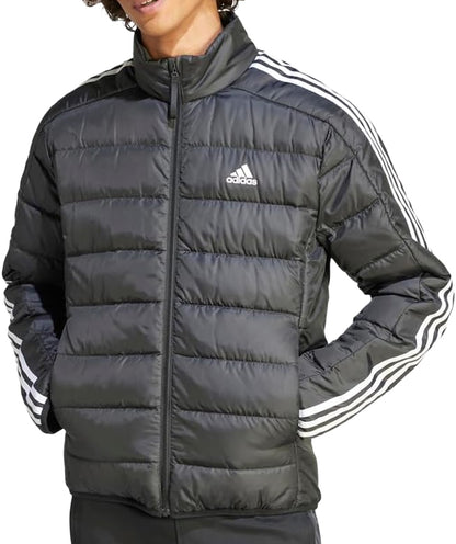 adidas Essentials 3 Stripes Mens Light Down Jacket - Black
