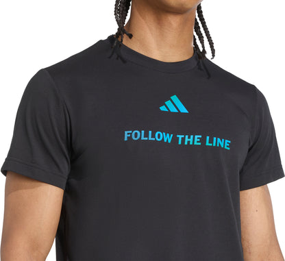 adidas Follow The Line Graphic Short Sleeve Mens Running Top - Black