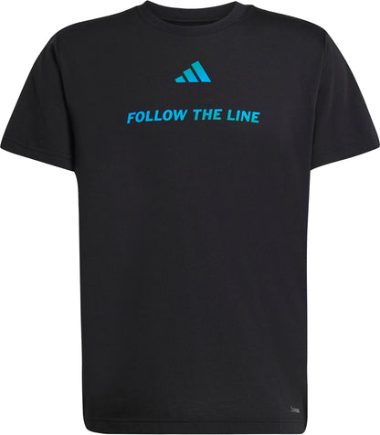adidas Follow The Line Graphic Short Sleeve Mens Running Top - Black
