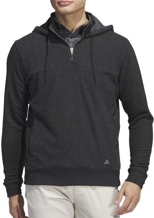 adidas Go To Quarter Zip Long Sleeve Mens Golf Hoody - Black