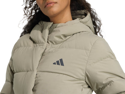 adidas Helionic ClimaWarm Hooded Womens Down Jacket - Green