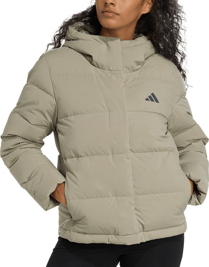 adidas Helionic ClimaWarm Hooded Womens Down Jacket - Green