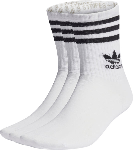 adidas Mid Cut (3 Pack) Crew Socks - White