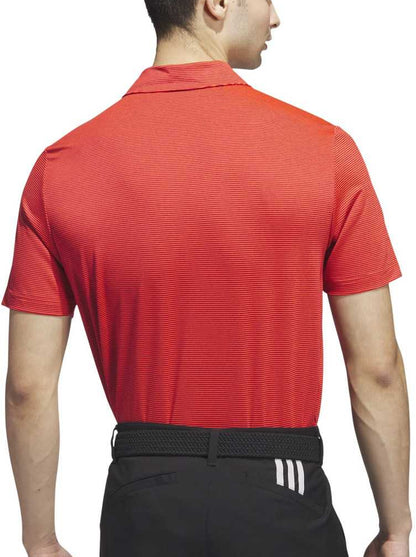 adidas Ottoman Stripe Short Sleeve Mens Golf Polo Shirt - Red