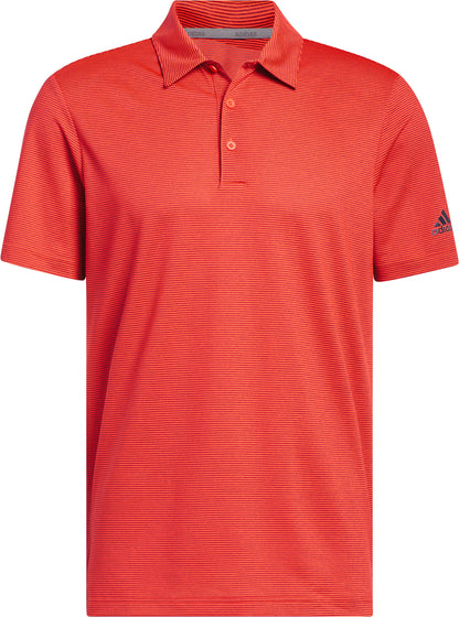 adidas Ottoman Stripe Short Sleeve Mens Golf Polo Shirt - Red