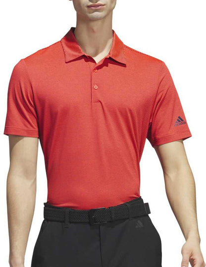 adidas Ottoman Stripe Short Sleeve Mens Golf Polo Shirt - Red