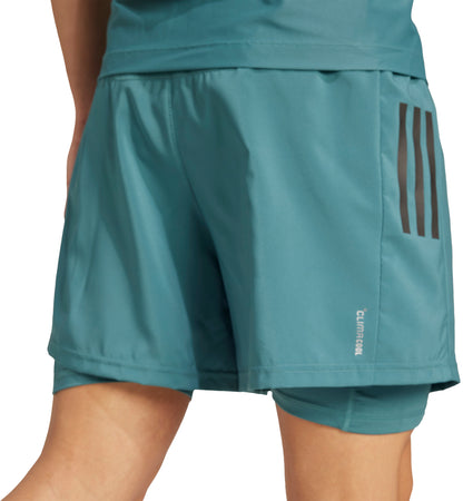 adidas Own The Run ClimaCool 2 In 1 Mens Running Shorts - Green