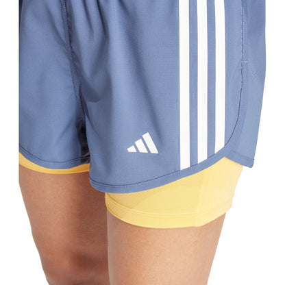 adidas Own The Run 3 Stripes 2 In 1 Womens Running Shorts - Blue