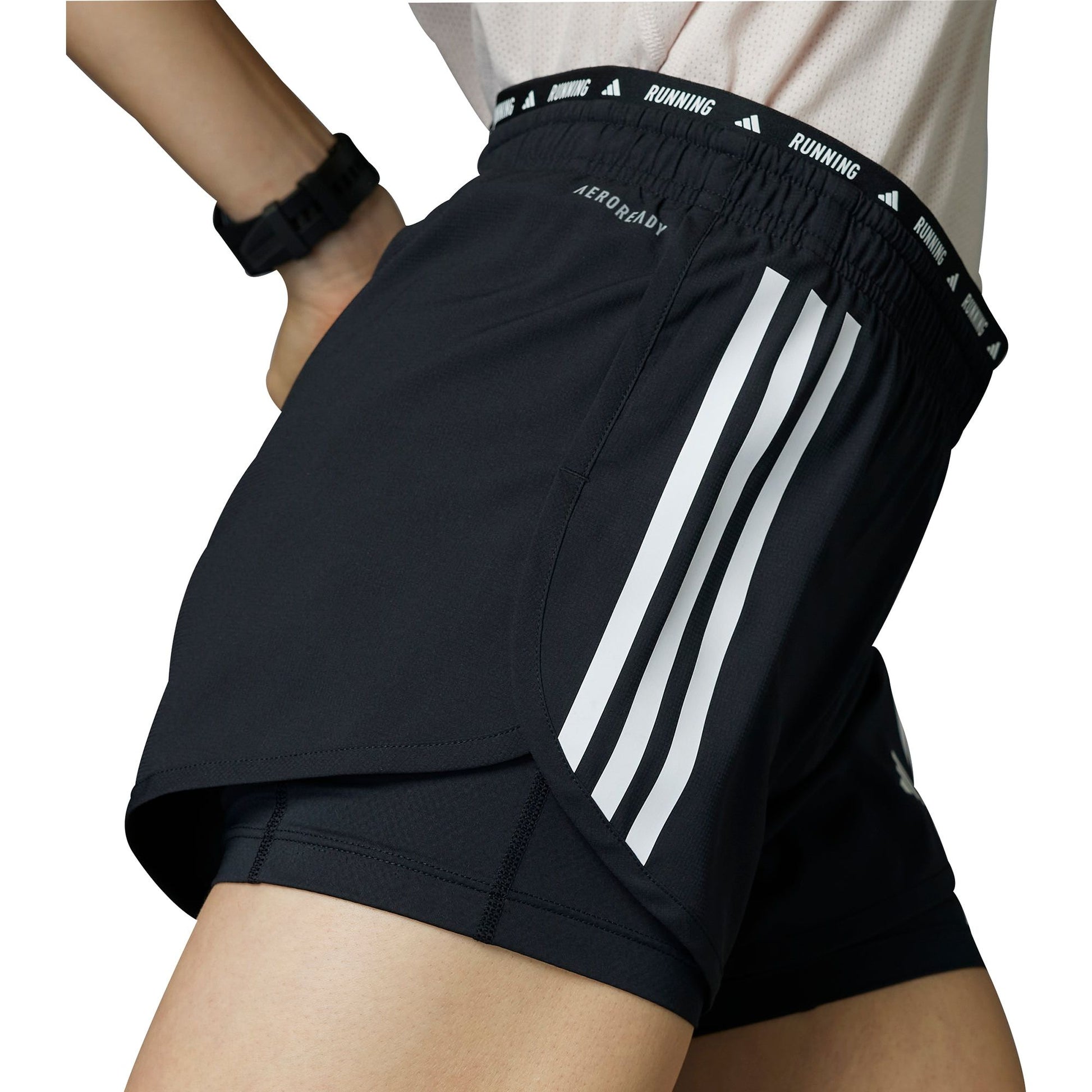 adidas Own The Run Stripes In Womens Running Shorts Black