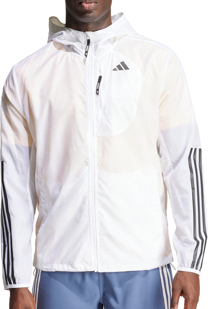 adidas Own The Run 3 Stripes Mens Running Jacket - White