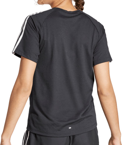adidas Own The Run 3 Stripes Short Sleeve Womens Running Top - Black
