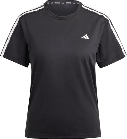 adidas Own The Run 3 Stripes Short Sleeve Womens Running Top - Black