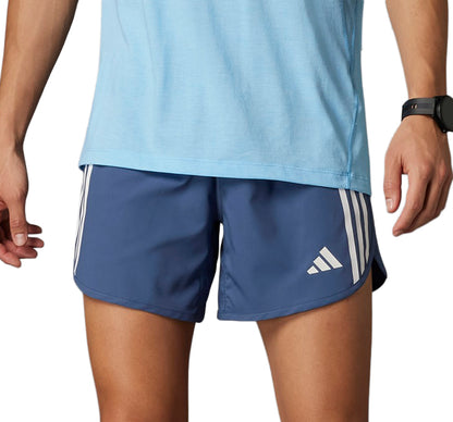 adidas Own The Run 3 Stripes 5 Inch Mens Running Shorts - Blue