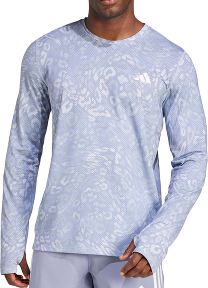 adidas Own The Run ClimaCool 3 Stripes Long Sleeve Mens Running Top - Grey