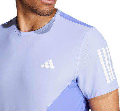 adidas Own The Run Colourblock Short Sleeve Mens Running Top - Blue
