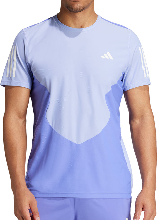 adidas Own The Run Colourblock Short Sleeve Mens Running Top - Blue