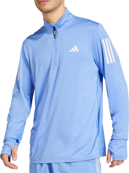 adidas Own The Run Half Zip Long Sleeve Mens Running Top - Blue