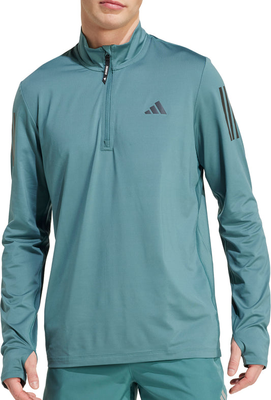 adidas Own The Run Half Zip Long Sleeve Mens Running Top - Green