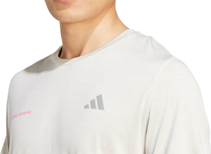 adidas Own The Run Melange Short Sleeve Mens Running Top - Grey