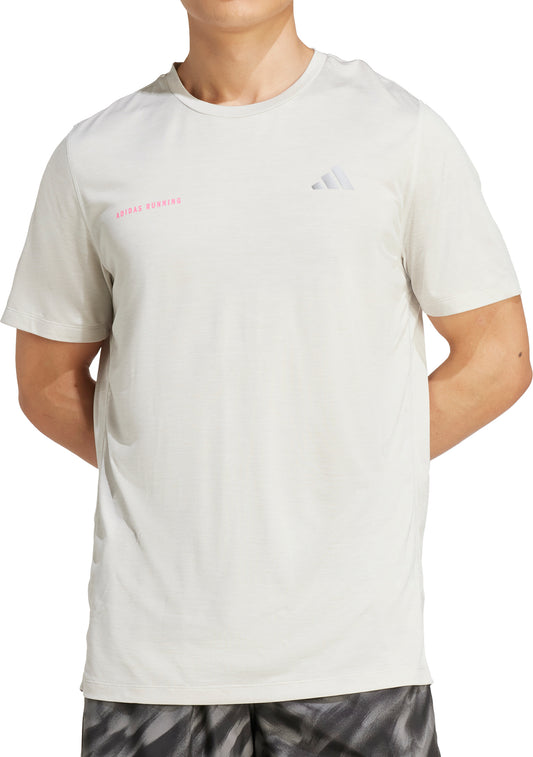 adidas Own The Run Melange Short Sleeve Mens Running Top - Grey