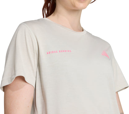 adidas Own The Run Melange Short Sleeve Womens Running Top - Grey