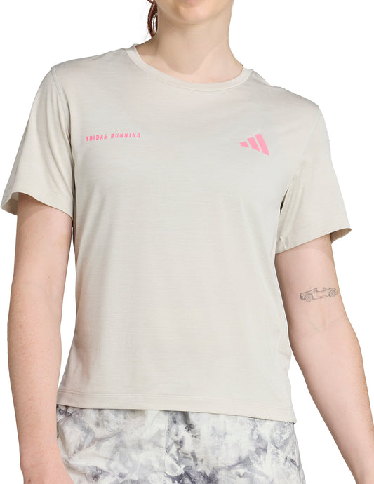 adidas Own The Run Melange Short Sleeve Womens Running Top - Grey