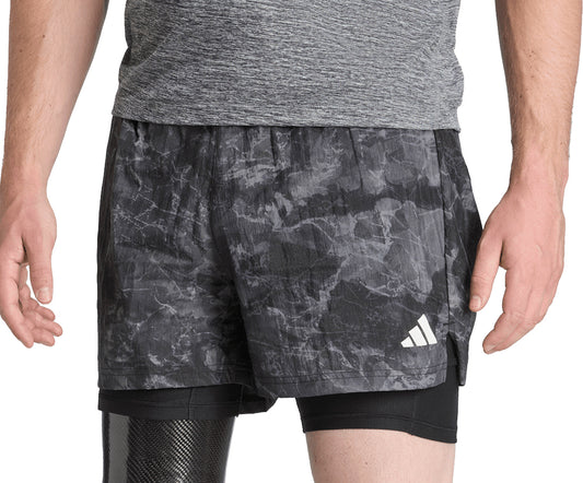 adidas Own The Run Spray Dye 2 In 1 Mens Running Shorts - Grey