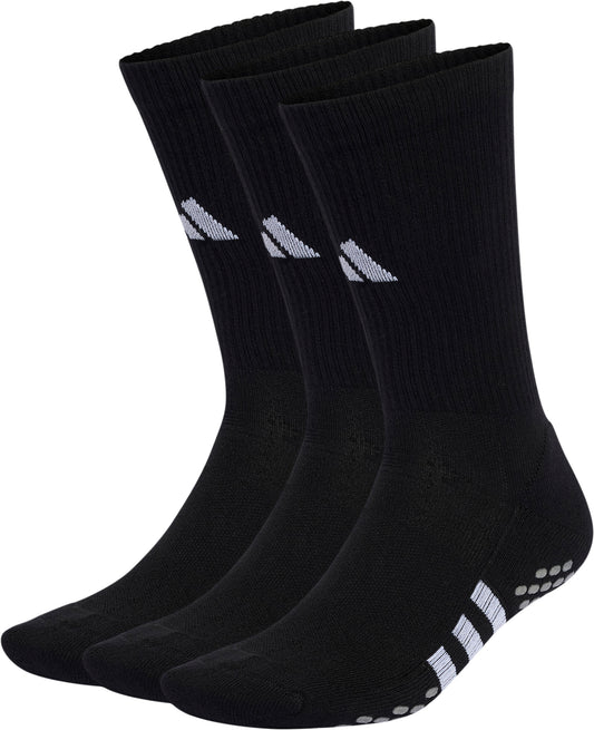 adidas Performance Cushioned (3 Pack) Crew Grip Training Socks - Black
