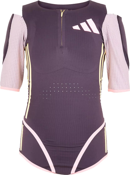 adidas Adizero Promo Short Sleeve Leotard Womes Running Speedsuit - Purple