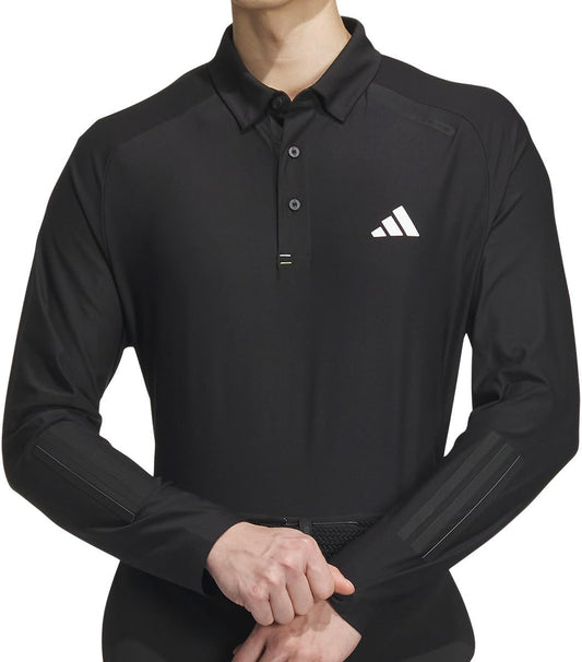 adidas Stretch Polo Long Sleeve Mens Golf Top - Black