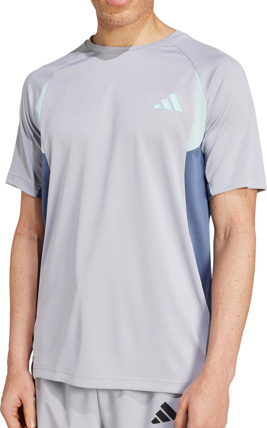 adidas Tech Apparel Colourblock Short Sleeve Mens Training Top - Grey