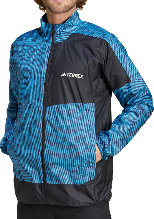 adidas Terrex Trail Mens Running Jacket - Blue