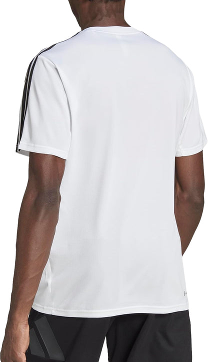 adidas Train Essentials 3 Stripes Short Sleeve Mens Training Top - White