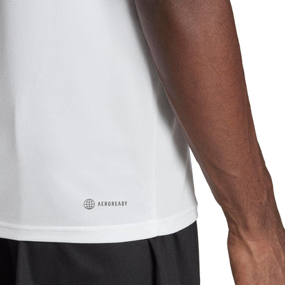 adidas Train Essentials 3 Stripes Short Sleeve Mens Training Top - White