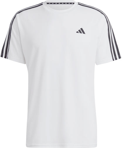 adidas Train Essentials 3 Stripes Short Sleeve Mens Training Top - White