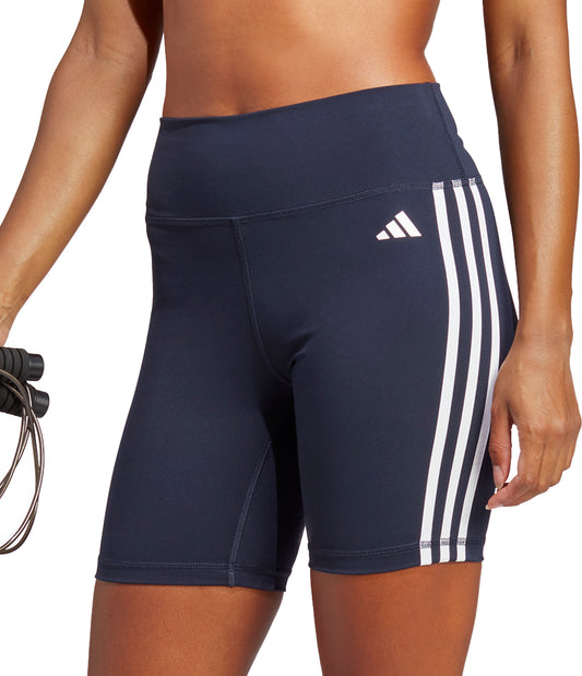 adidas Train Essentials 3 Stripes Womens Short Training Tights - Blue