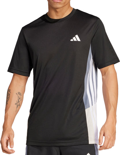 adidas Train Essentials ColourBlock Short Sleeve Mens Training Top - Black