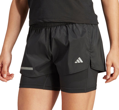 adidas Ultimate 2 In 1 Womens Running Shorts - Black