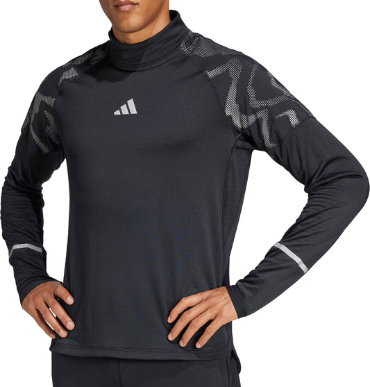 adidas Ultimate Hi Vis Reflective Half Zip Long Sleeve Mens Running Top - Black