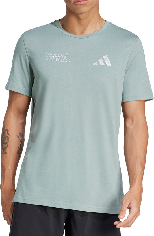 adidas Ultimate Metallic Graphic Short Sleeve Mens Running Top - Green