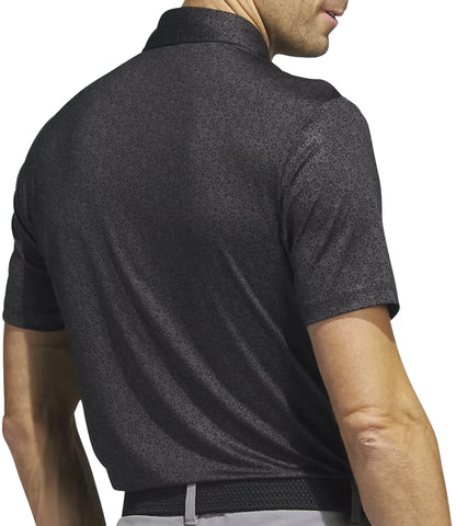 adidas Ultimate365 Allover Print Short Sleeve Mens Golf Polo Shirt - Black