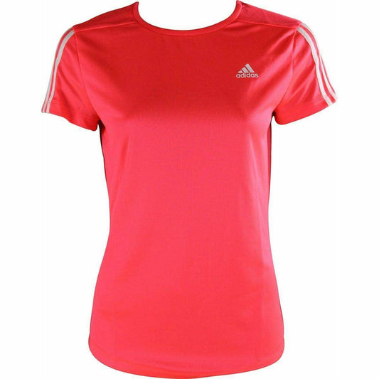adidas AeroReady 3 Stripes Short Sleeve Womens Running Top - Pink - Start Fitness