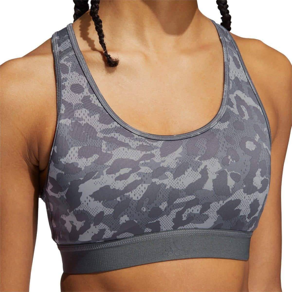 adidas Believe This Medium Support Graphic Womens Sports Bra - Grey - Start Fitness