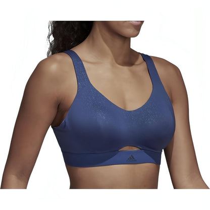 adidas Stronger For it Soft Printed Womens Sports Bra - Blue - Start Fitness