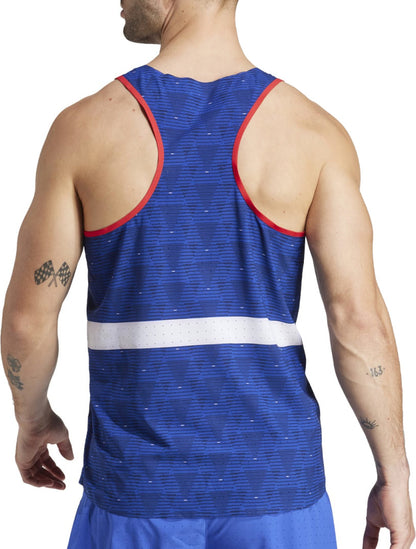 adidas Team France Mens Running Vest - Blue