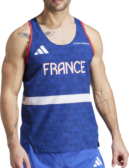 adidas Team France Mens Running Vest - Blue