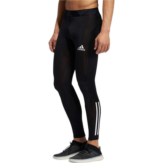 adidas Tech-Fit 3 Stripes Mens Long Training Tights - Black - Start Fitness