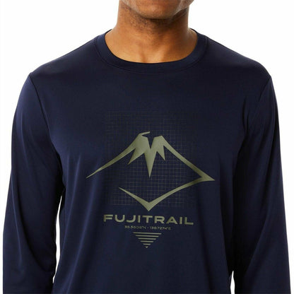 Asics Fuji Trail Logo Long Sleeve Mens Running Top - Navy - Start Fitness